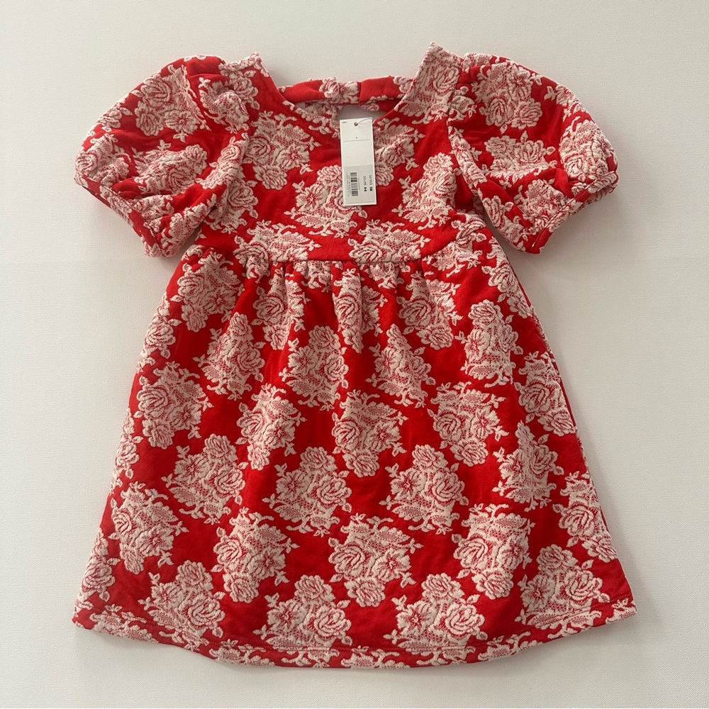 Janie and Jack Girls 4 Red White Floral Dress Party Holiday NWT